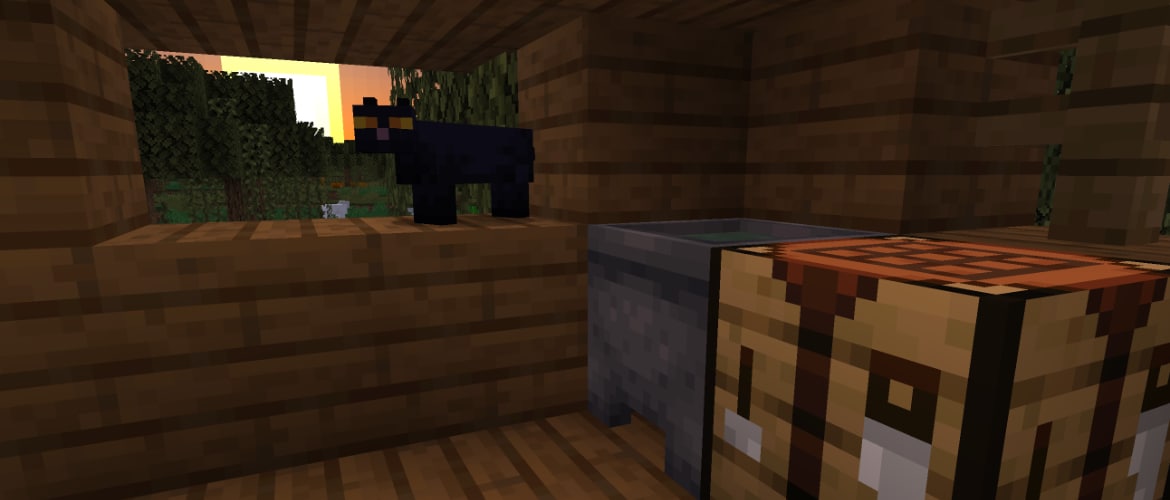 Caldeirão dentro de uma construção no Minecraft